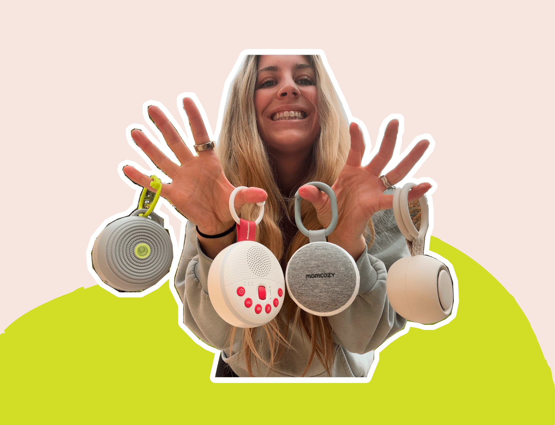 4 Most Popular Portable Baby Sound Machines held in hands together