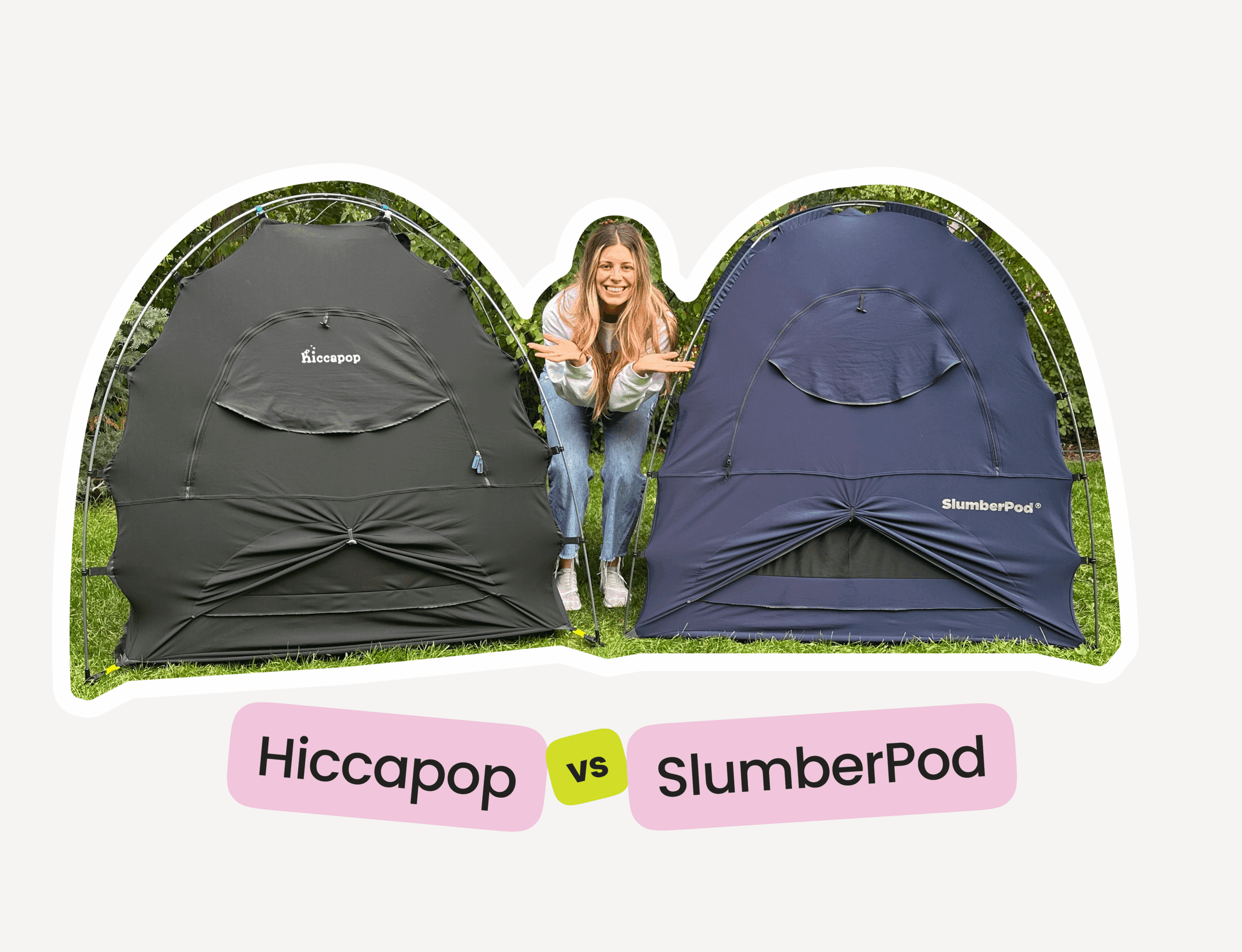 SlumberPod vs Hiccapop with woman in the middle
