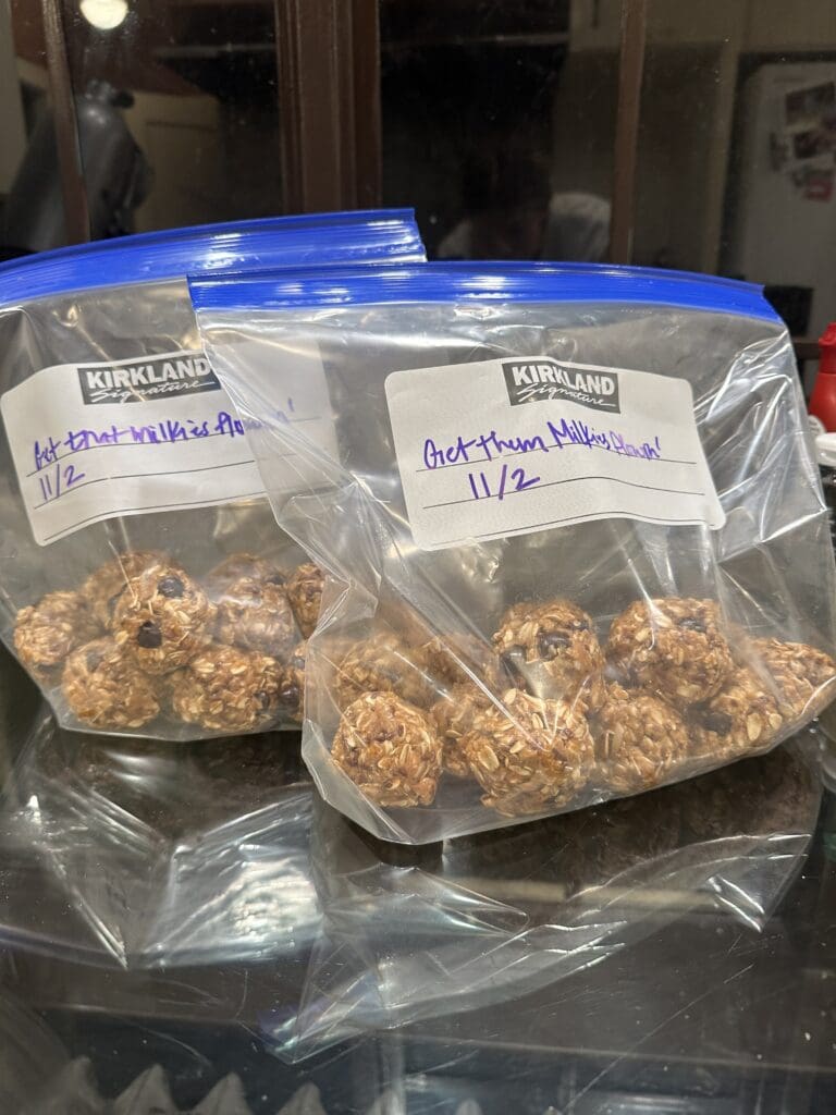 Lactation Cookie Balls with Brewers Yeast in Baggies